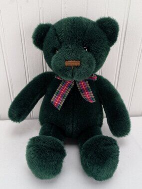 Rare Gund Evergreen Dark Green Teddy Bear Plush 13" Stuffed Animal 8824 Vintage